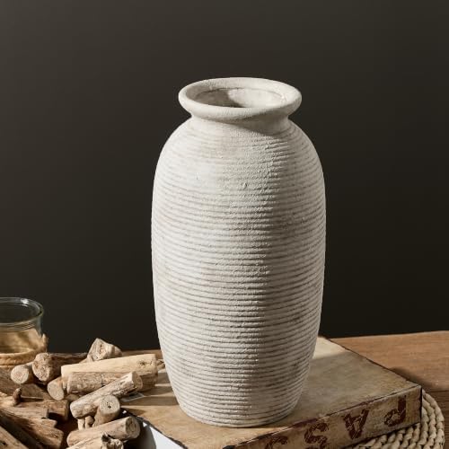 Ceramic Flower Vase, 12.5" Large Vases Home Decor Rustic Farmhouse Tall Pottery Decorative Pampas Vase for Table Living Room Entryway Mantel Bookshelf Bedroom Bathroom Kitchen - D - Image 3