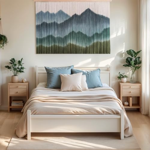 laddawan Extra Large Boho Wall Decor For Bedroom Macrame Wall Hanging Dip-Dyed Tapestry Modern Wooden Home Wall Art For Living room (Green2) - Image 7