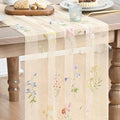 Artoid Mode 6PC Wildflower Floral Beige Apricot Gauze Embroidery Table Runner 120 Inch 10FT, Tulle Seasonal Spring Kitchen Dining Table Decor for Home Party by ArtoidMode