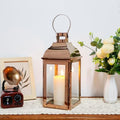 JHY DESIGN Decorative Candle Lanterns 15" High Stainless Steel Candle Lanterns with Tempered Glass for Indoor Outdoor Events Parities and Weddings Vintage Style Hanging Lamps(Rose Gold) by JHYDESIGN
