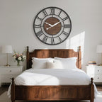 Pytha Sight 24 Inch Walnut Roman Numerals Large Wall Clocks for Living Room - Image 4