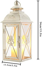 TRIROCKS Elegant Vintage Lantern - Decorative 13.5'' Metal & Glass Candle Holder - Perfect for Indoor & Outdoor Use, Patio, Garden, Parties - Sophisticated White & Gold Brushed Finish - Image 3