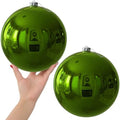 Lime Green 8.0" Extra Large Christmas Ornaments - Christmas Tree Decoration Balls Shatterproof Hanging Shiny Balls for Birthday St. Patrick's Day Easter Mardi Gras Wedding Decorations Set of 2pcs by GameXcel