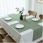 Dining Table Placemats with Decorative Stitched Edge Textured Cotton Kitchen Cloth Table Mats Machine Washable Woven Fabric Dinner Mats Washable Table Plate Mats Green 14”x20” Set of 4 - Image 6