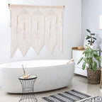 Buryeah 43 x 39 Inch Large Macrame Wall Hanging Boho Tapestry Macrame Wall Decor Cotton Tassel Macrame Curtain Beige Stylish Bohemian Wall Art for Home Living Room Bedroom Dorm Wedding - Image 7