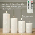 LUSHARBOR Flameless Candles, 4 Pack Battery Operated Candles with Remote, Real Wax LED Fake Candles with Timer Flickering for Christmas Wedding Home Party D3 H 5" 6" 7" 9" White - Image 3
