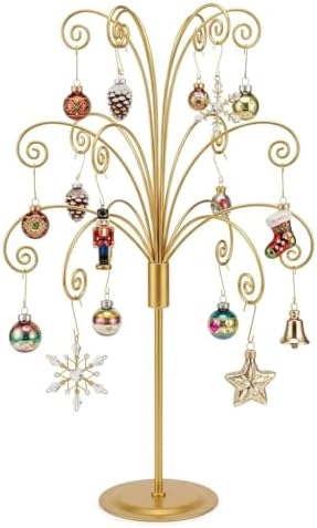 HOHIYA 20" Gold Ornament Display Stand Metal Hanging Tree Holder by HOHIYA