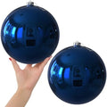Navy Blue 8.0" Extra Large Christmas Ornaments - Christmas Tree Decoration Balls Shatterproof Hanging Shiny Balls for Birthday Holiday Wedding Decorations Set of 2pcs by GameXcel