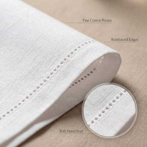 Urban Villa Cloth Napkins White Hemstitch Dinner Napkins Set of 12 (20X20) 100% Cotton Absorbent Washable Durable Reusable Ideal for Hotel Collection Farmhouse Parties Restaurant Lunch Dinner Napkins - Image 5