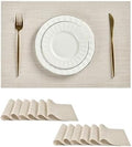 Leetaltree Beige White Placemats Set of 12 - Heat Resistant Non-Slip Place mats for Dining Table, Washable Durable PVC Vinyl Woven Table Mats(Beige White, 12) by Leetaltree-ArtatEveryTable