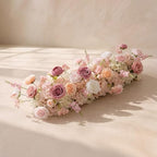 36inch Aisle Flower Garland with Chiffon Sheer Drape, Pastel Pink & White Rose with Sakura Artificial Flowers, Floral Runner for Wedding Arch, Backdrop, Reception Table Decor, Ceremony Pathway by Unknown