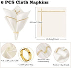 VIJIV 12 Pack Bling Satin Cloth Napkins & Gold Napkin Rings Set of 6 White - Image 4