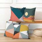 4 Pcs/Set Colorful Pillow Covers Geometry Strip Outdoor Patchwork Geometric Sun Minimalist Cushion Covers Pillowcase Linen Cushion Case for Patio Furniture Couch Living Room, 24"x24" - Image 5