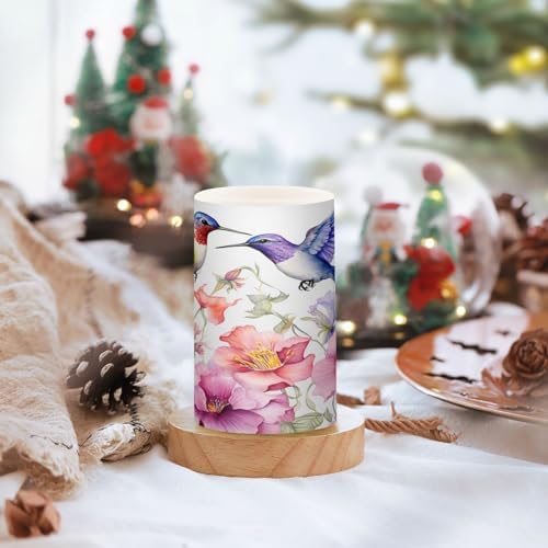 ALAZA Spring Hummingbird Flowers Flickering Flameless Candles Battery Operated with Remote Timer,Tea Light Candles LED Pillar Votive Candles Set of 2 for Outdoor Indoor Decorations - Image 5