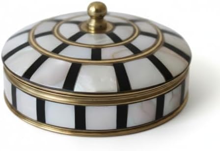 Decorative Jewelry Trinket Box Unique Gift for Home Decor Antique Metal Case with Mother of Pearl Sindoor Box/Coin Box (Single Black) - Image 6