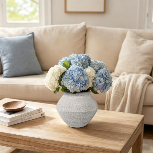 Briful Rustic Ceramic Vase 6'' Decorative Farmhouse Table Vase, Off White - Image 4