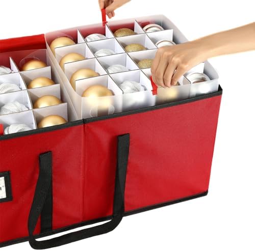 Sattiyrch Christmas Ornament Storage Box,8 Trays with Customizable Dividers,Canvas,Dust-Proof, Collapsible,Portable with Dual Handles,Holds Up to 128 x 2.36 Ornaments - Image 2