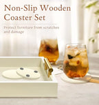 SXNOWS Wooden Serving Tray with 2 Sets of Handles,Cream - Image 5