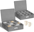 Cirhy Hard Shell Mug Storage Organizer with Padded Dividers, 2-Pack, Grey by Cirhy