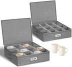 Cirhy Hard Shell Mug Storage Organizer with Padded Dividers, 2-Pack, Grey by Cirhy
