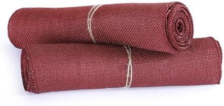 MDS® Pack of 10 Natural Burlap Table Runner, 12 x 72 Inch, Jute Rustic Farmhouse Boho Table Decor for Wedding Reception, Dining Table, Bridal Shower, Baby Shower & Party Decorations - Maroon - Image 5