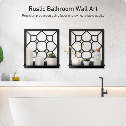 Classical Candle Wall Sconce, Black Bathroom Wall Decor, Farmhouse Wall Art for Living Room Bedroom Bathroom (2 Pack 11.8 x 13 in) - Image 3