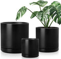 vancasso Ceramic Planters, Plant Pots for Indoor Plants, 6.25+8.25+10.25 Inch Ceramic Pots for Plants, Flower Pots with Drainage Holes (Black, 6.25+8.25+10.25 Inch) by vancasso