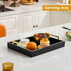 16"x12" Serving Trays with Handles, Black Decorative Serving Tray, Ottoman Trays for, Living Room, Bathroom, and Outdoors Decorative Trays (Black) (Pack of 2) - Image 2