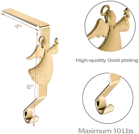 Christmas Stockings hooks, Gold Christmas Stockings holder for Mantle Set of 8, Reusable Christmas Stocking Hooks, No-Damage Xmas Hanger for Fireplace Stand Christmas Decoration Ornaments Hanging - Image 2