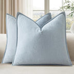 EMEMA Euro Sham Decorative Linen Throw Pillow Covers 24x24 Inch Light Blue by EMEMA