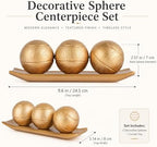 XMGZQ Small Decorative Tray and Orbs Balls Set,Gold Decorative Balls with Centerpiece Bowls for CoffeeTable,Living Room,TV Stand,Center Pieces Decoration for Table,Centro de Mesa de Comedor (Gold) - Image 2