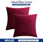 MIULEE Velvet Throw Pillow Covers 22x22 Inch Pack of 2 Wine Red - Image 6