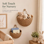 Coeusy Set of 2 Hanging Basket, Paper Rope Wall Basket with Handles, Wicker Scalloped Basket for Nursery,Laundry,Bedroom - Image 5
