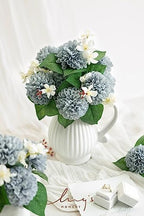 Ling's moment Dusty Blue Artificial Dahlias, Wedding Flowers, 25 pcs - Image 2