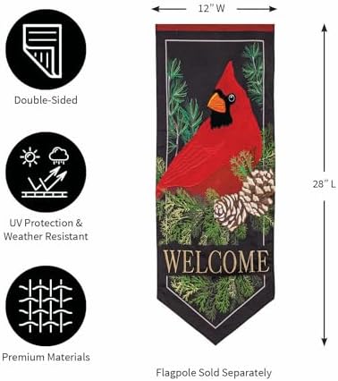 Evergreen Flag Cardinal and Evergreen Garden Flag | 28 x 12 Inches | Outdoor Décor For Holiday Christmas - Image 3