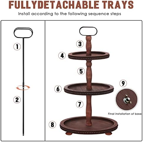 Urban Deco Wooden Tiered Tray 3-Tier Decorative Tray Stand Serving Tray - Image 6