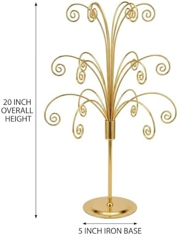 HOHIYA 20" Gold Ornament Display Stand Metal Hanging Tree Holder - Image 3