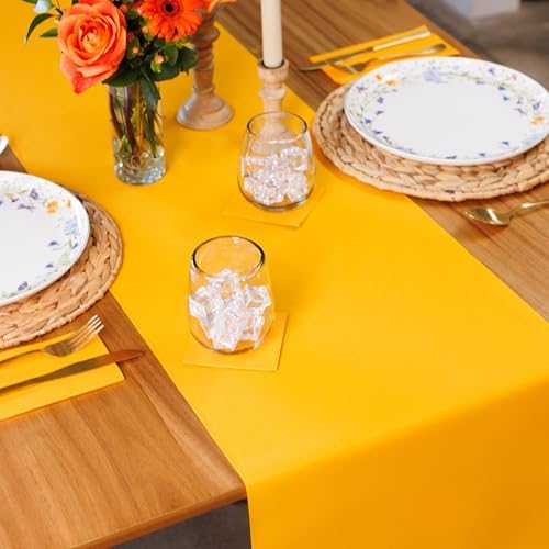 American Homestead Paper Table Runner Roll - 78 ft. Disposable Linen-Like Table Cover Roll - 20 Perforated Table Runners (16" x 48") for Parties, Weddings, and Events -Orange - Image 2
