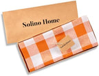 Solino Home 100% Linen Table Runner, 14 x 156 in, Pumpkin and White Check - Image 5