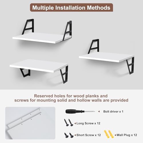 Tectocker-DOU 2 Pc Deep Floating Wall Shelves, Heavy Duty, 15.7×11.8, White - Image 6