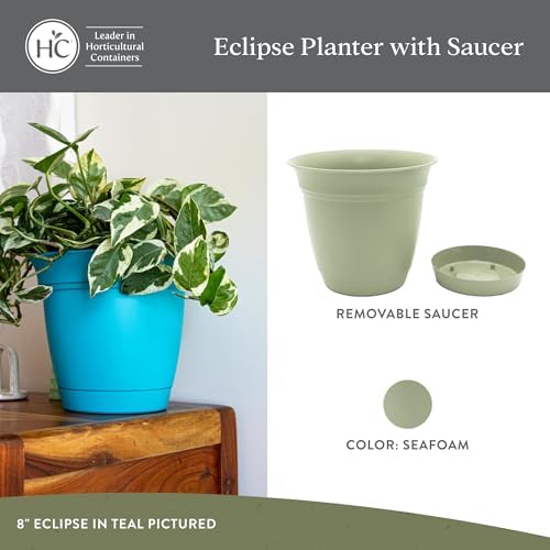 The HC Companies Eclipse Round Planter Pot, 20 Inch, Seafoam, 2-Pack - Image 2