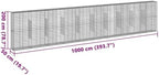 vidaXL Gabion Basket with Cover 393.7"x19.7"x78.7" Galvanized Iron - Image 3