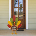 Glitzhome 24" H Thanksgiving Wooden Turkey Porch Decoration, Decorative Turkey Figurine Standing Decor for Indoor Outdoor Thanksgiving Fall Harvest Decoration - Image 6