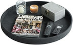 HofferRuffer Large Round Serving Tray 24'', Elegant Faux Leather Circle Ottoman Table Tray, Serve Tea Coffee Breakfast in Bedroom Living Room Kitchen (Classic Black) - Image 4