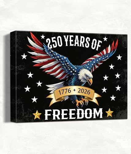 HomeifHue July 4th Patriotic Canvas Wall Art 4th of July USA Decorations American Flag Painting Picture Eagle Pictures for Wall Decor Independence Day Home Decor（F8 24x36in） by HomeifHue