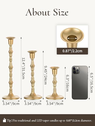 Gold Candlestick Holders Vintage: Brass Taper Candle Holders - Image 6