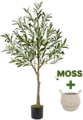 Warmplants Artificial Olive Tree 4ft Faux Plant with Woven Basket by Warmplants