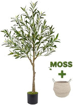 Warmplants Artificial Olive Tree 4ft Faux Plant with Woven Basket by Warmplants