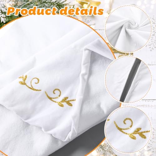 HyDren 72 Inch Velvet Christmas White Tree Skirt (Classical Style) - Image 3