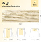 12 Pack Ivory Cream Cheesecloth Table Runner 120 Inch Boho Wedding Decor - Image 2